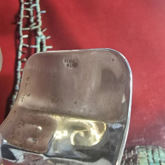 Vintage Taxco Sterling Silver Geometric Cuff Bracelet 2.45oz - Picture 4 of 6